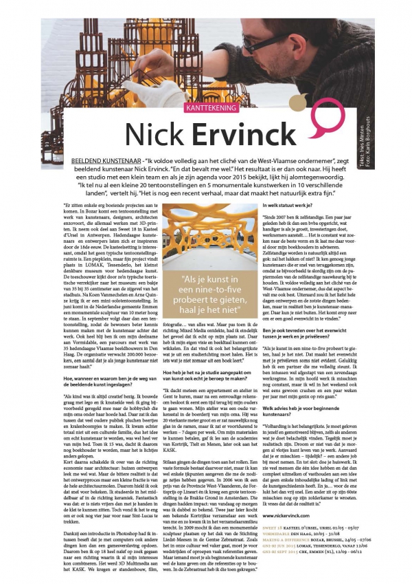 Kanttekening: Nick Ervinck