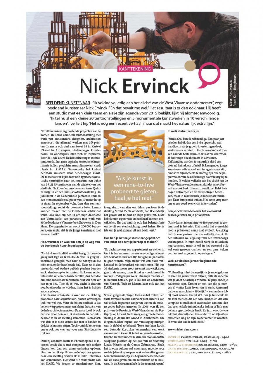 Kanttekening: Nick Ervinck